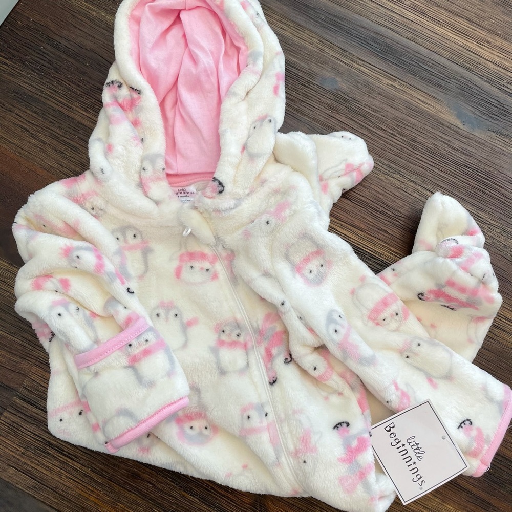 Little Beginnings | Penguin fleece one piece